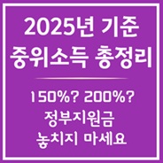 2025년 중위소득 총정리