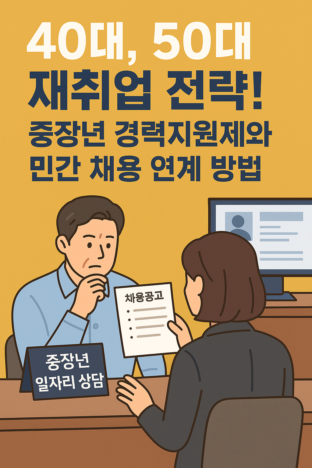 중장년 재취업 전략과 채용 연계를 안내하는 정보 이미지