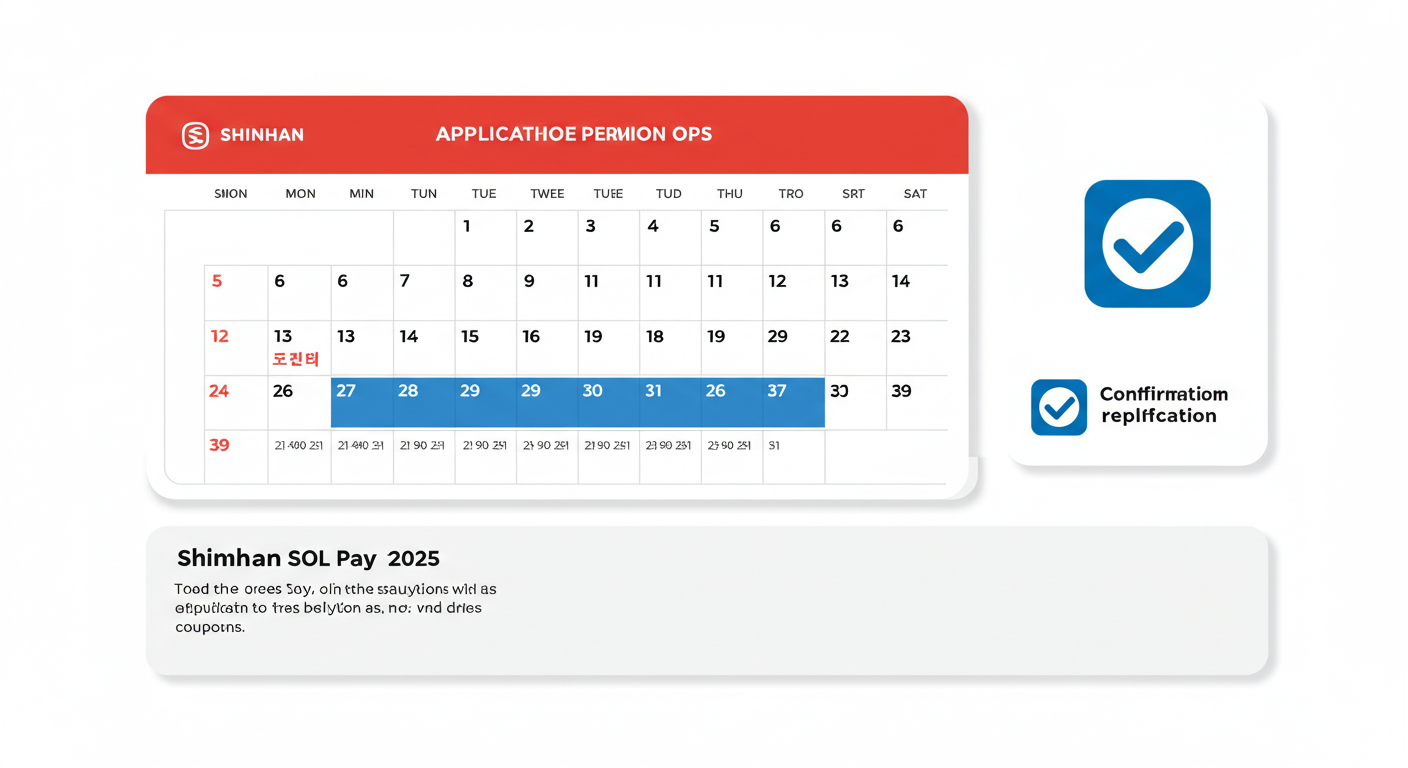 2025년 신한 SOL페이 소비쿠폰 신청 기간을 나타내는 달력과 확인 방법 아이콘