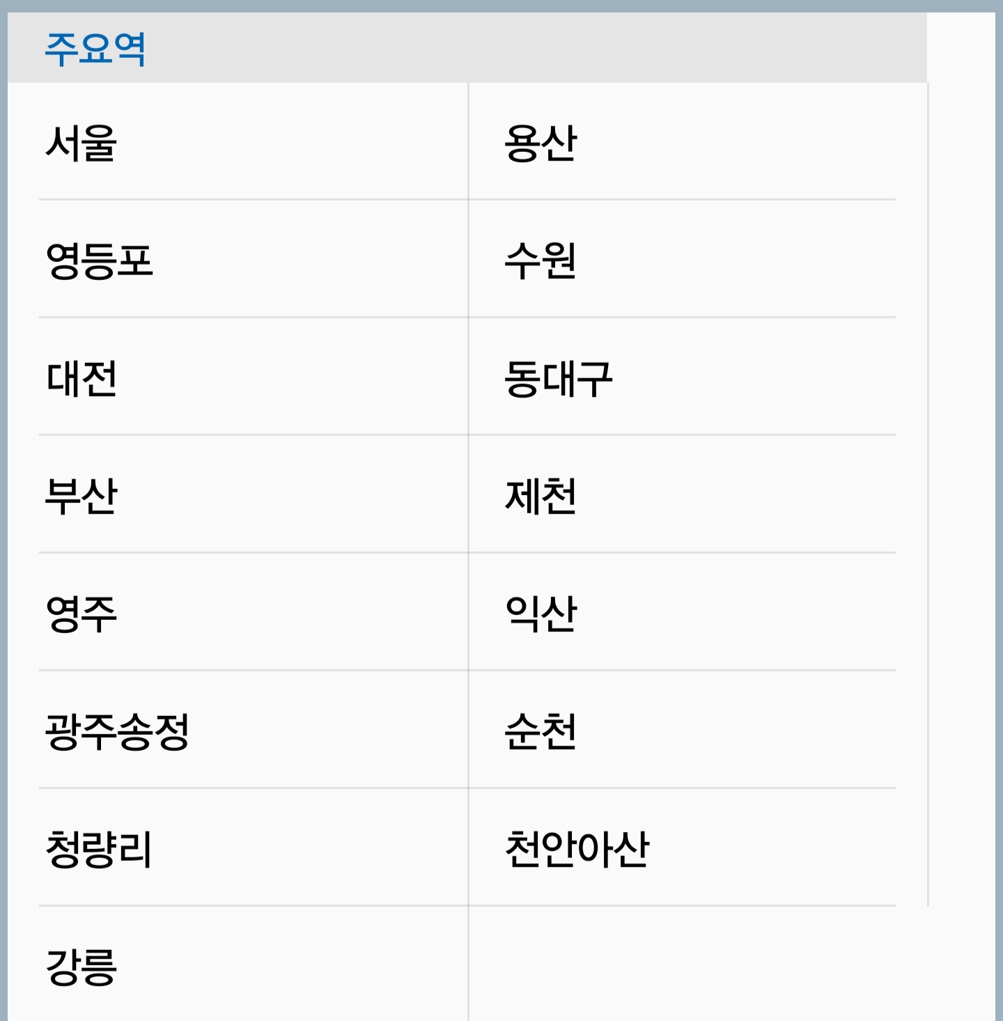 내일로 혜택역 목록