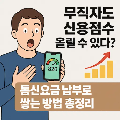 무직자도 신용점수 관리가 된다고요? 
통신요금 납부로 점수를 쌓는 현실적인 방법, 지금 확인해보세요!