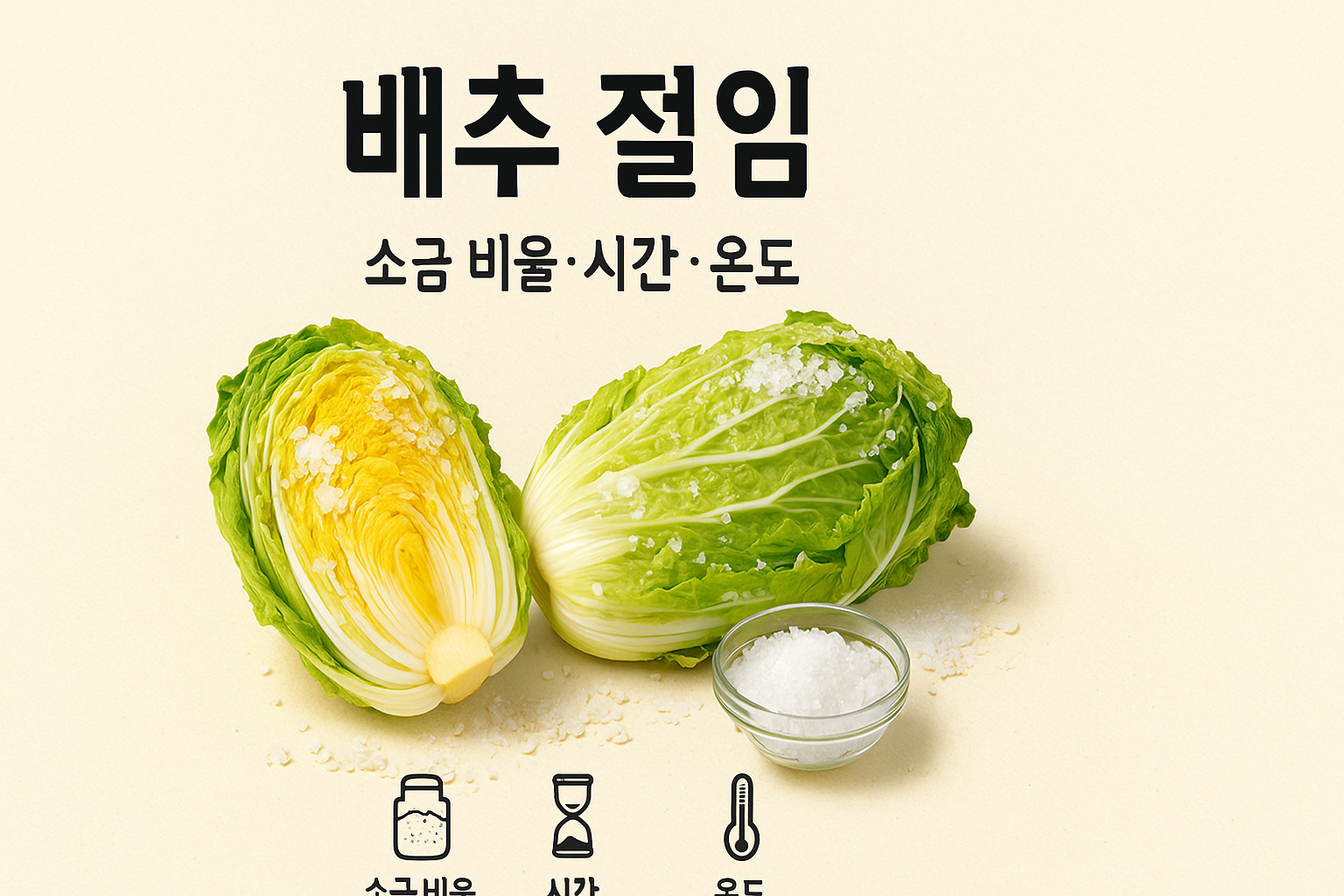 생배추 절임 완전 가이드(소금 비율·시간·온도)