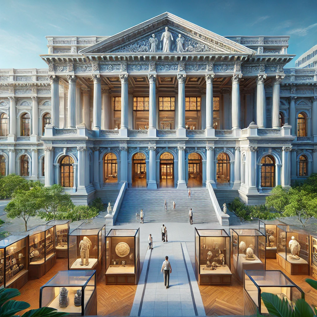 국립타이난박물관 외관과 전시물 사진