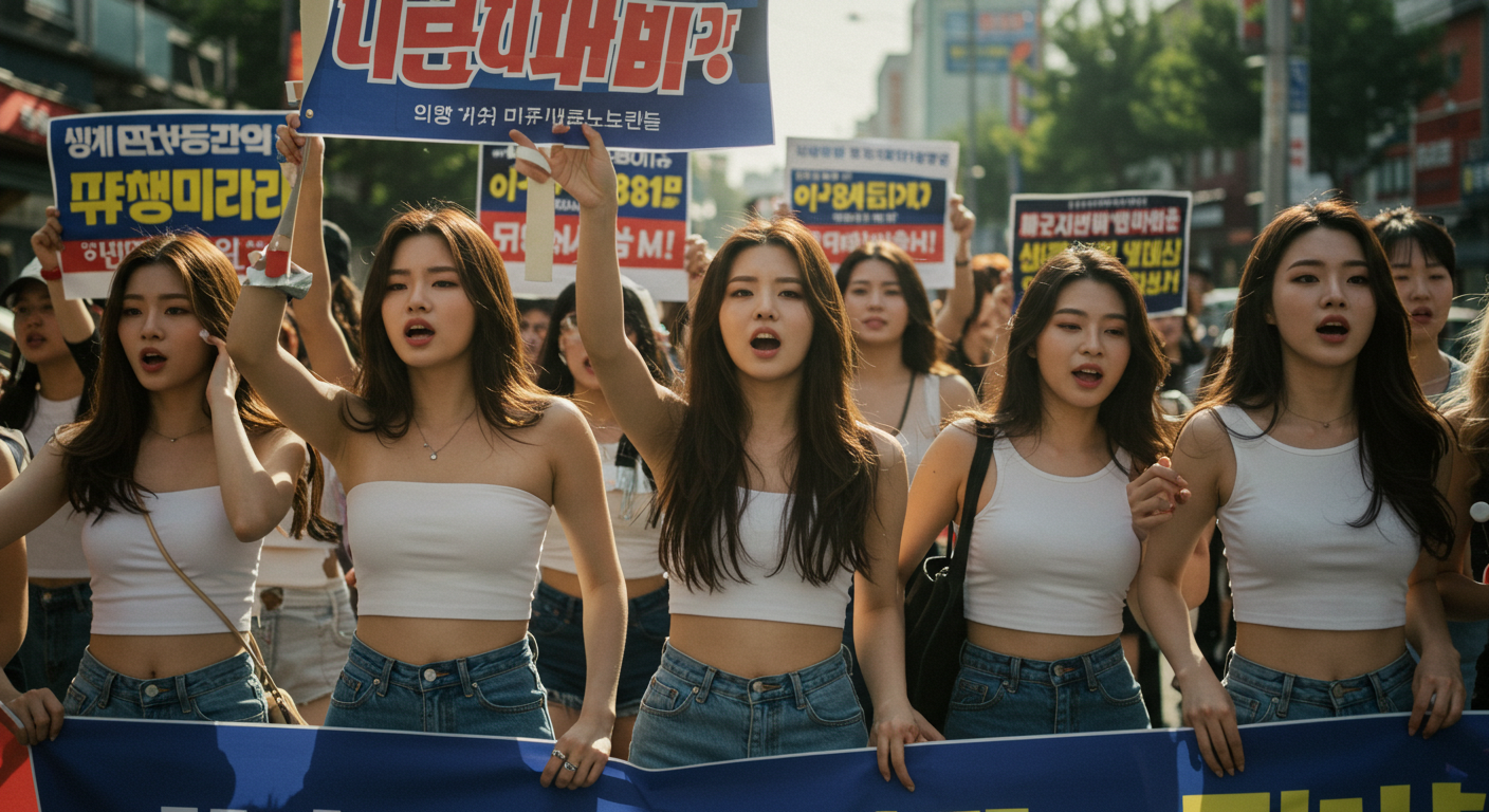 시위중인 여성들