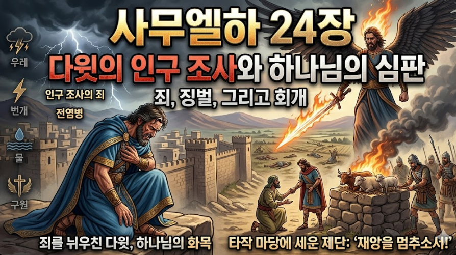 사무엘하 24장 - 인구 조사를 명하는 다윗, 아라우나의 타작 마당