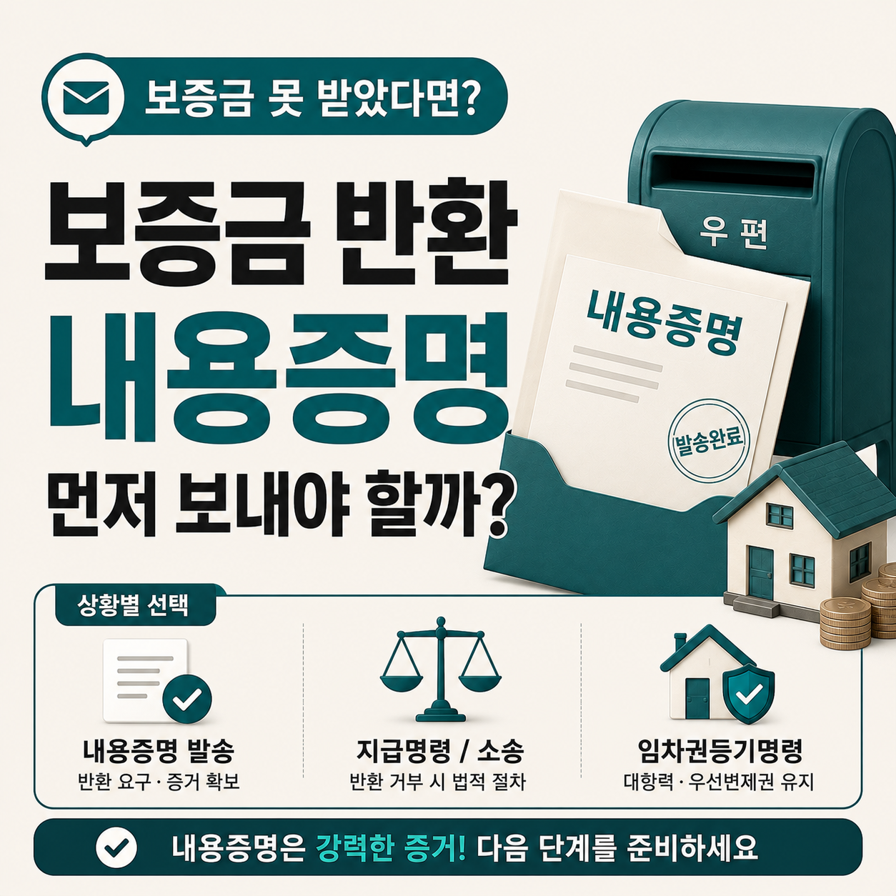 보증금 반환을 요구하는 내용증명 우편 발송 안내 이미지