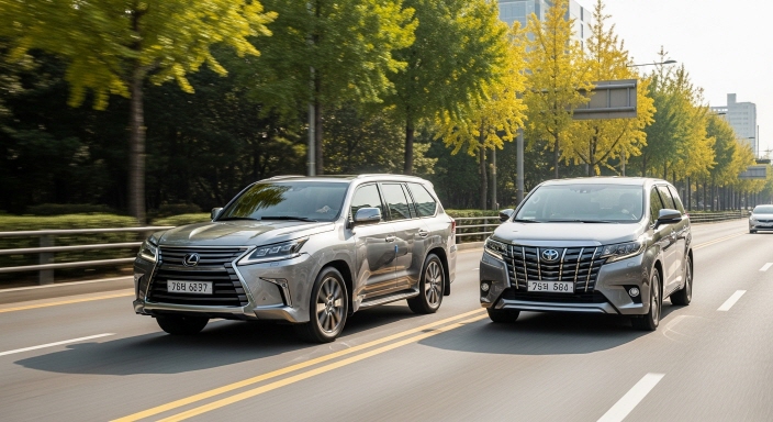 렉서스와 토요타 SUV·MPV 주행 모습