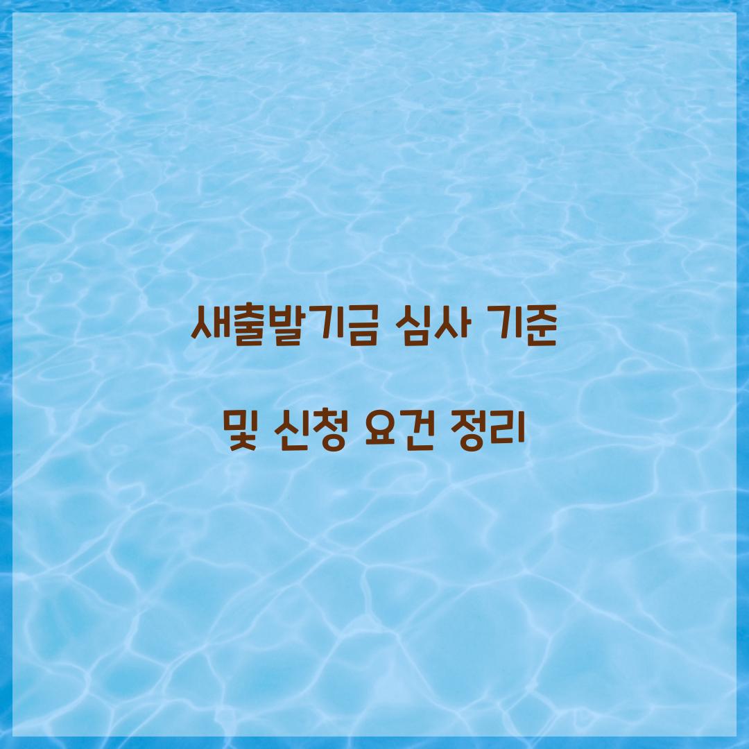 새출발기금 심사 기준