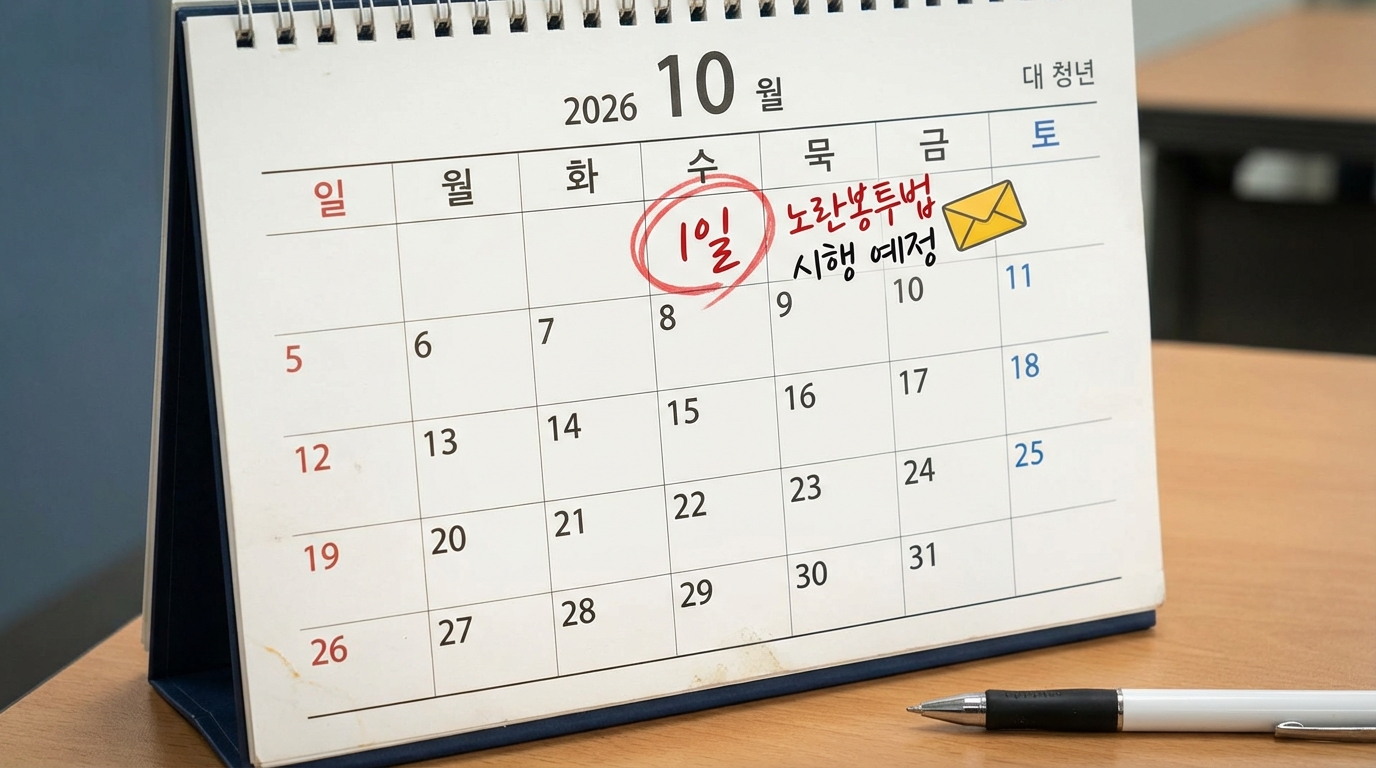 2026년 하반기 노란봉투법 시행 예정일을 표시한 달력 이미지