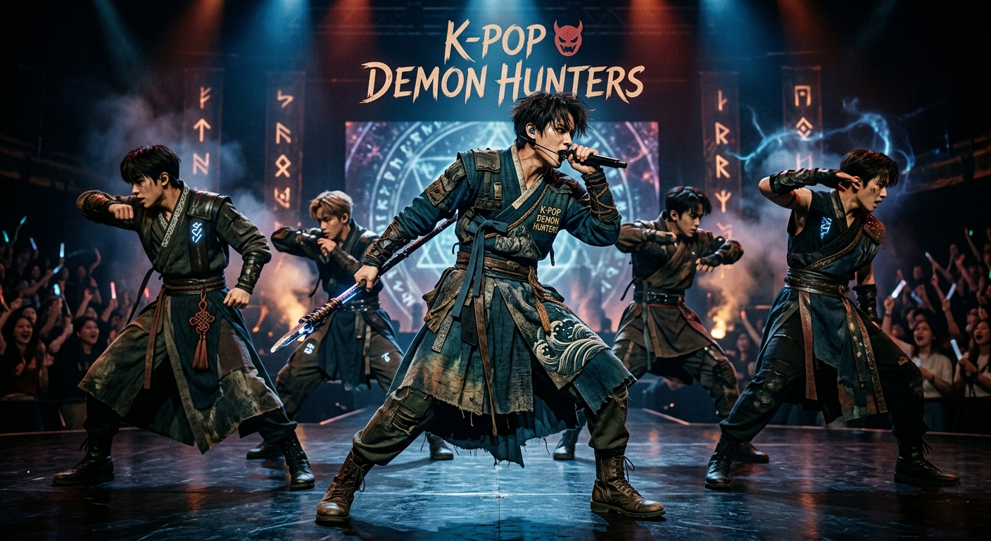 ‘케이팝 데몬 헌터스’ 속 주인공들의 무대 위 의상 연출 이미지