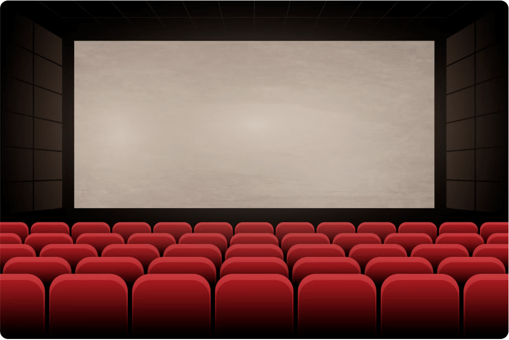 영화극장 안에서 스크린을 바라본 모습