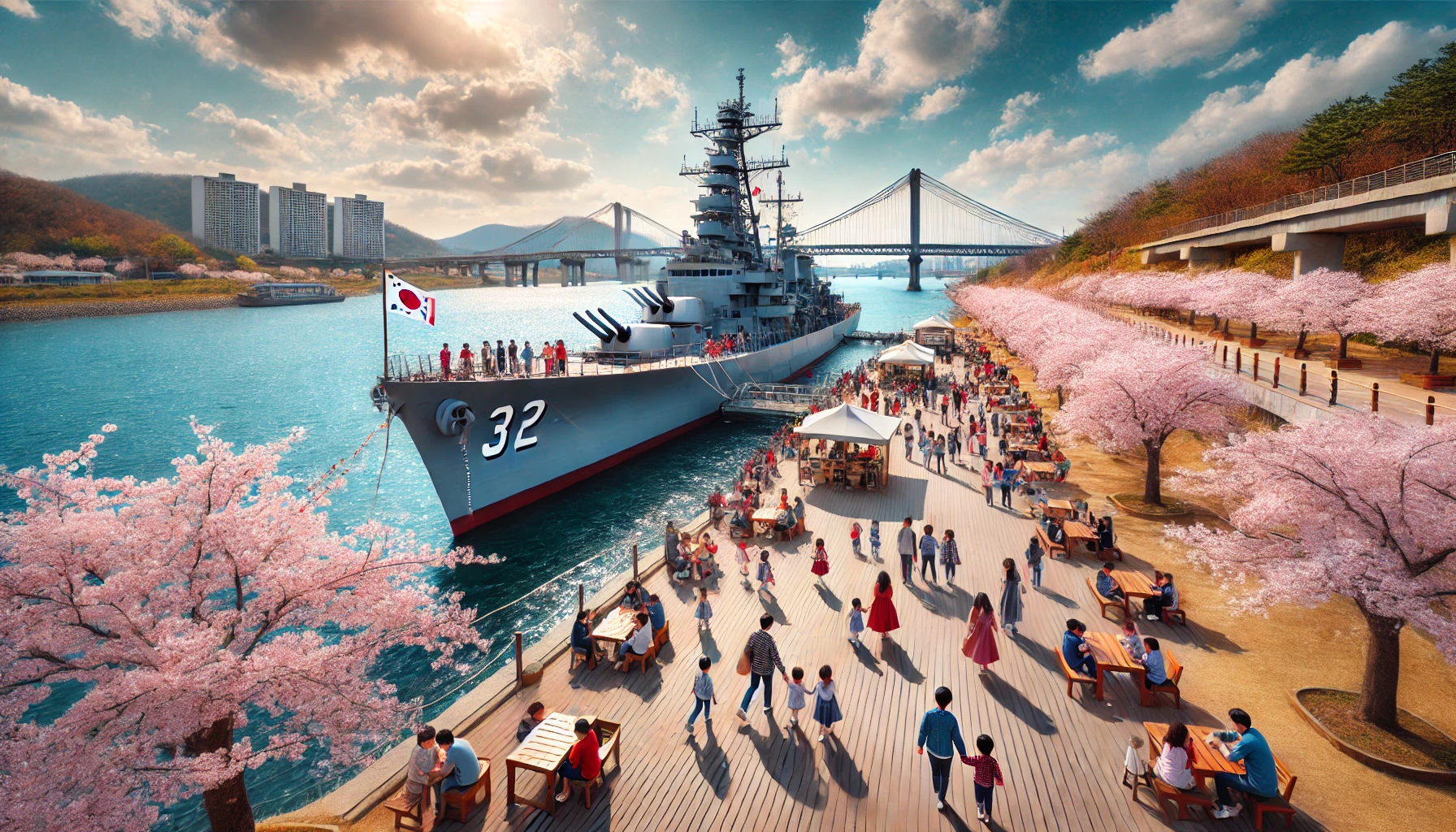 서울함 공원 서울함과 인파들 이미지