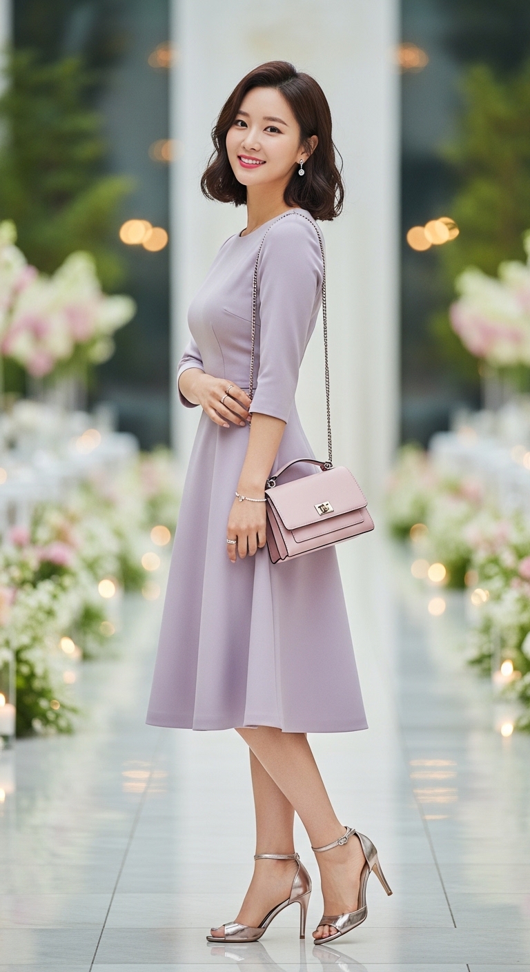 하객룩에 어울리는 구두와 미니백 조합