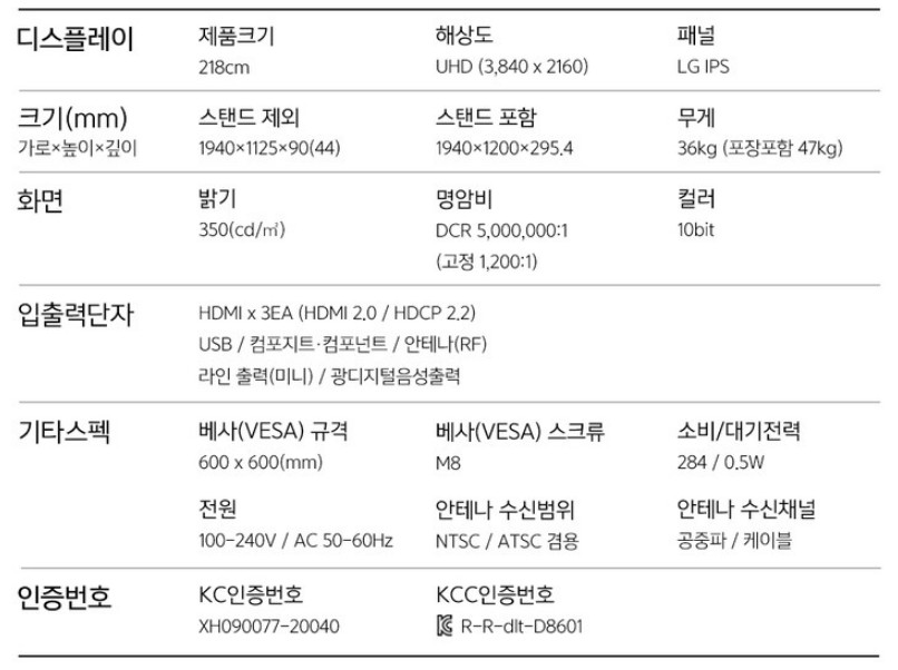 가성비가 좋은 85인치 TV 추천(85인치 티비)