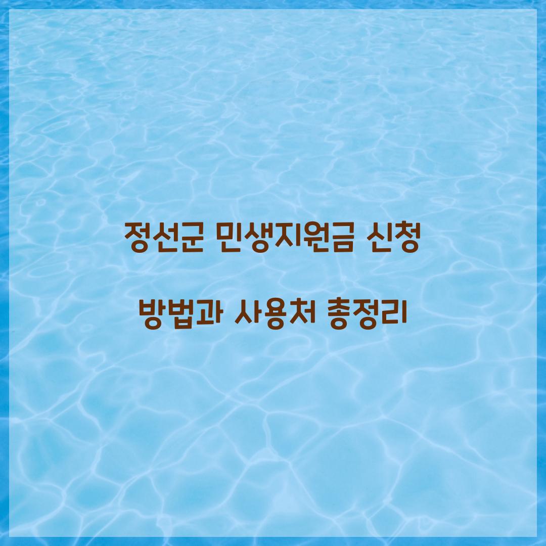 정선군 민생지원금 신청