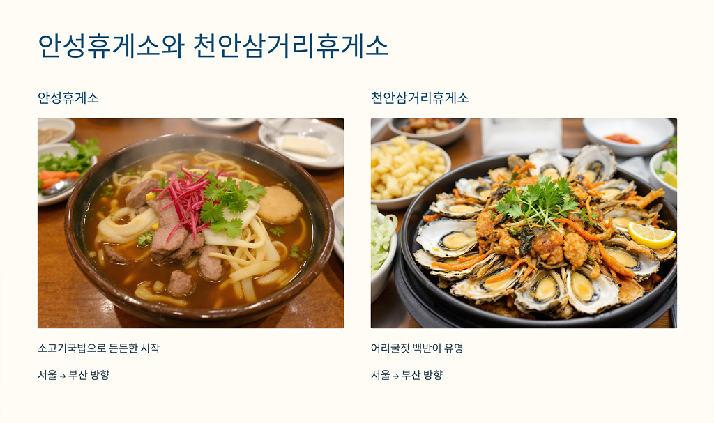 안성휴게소와 천안삼거리휴게소