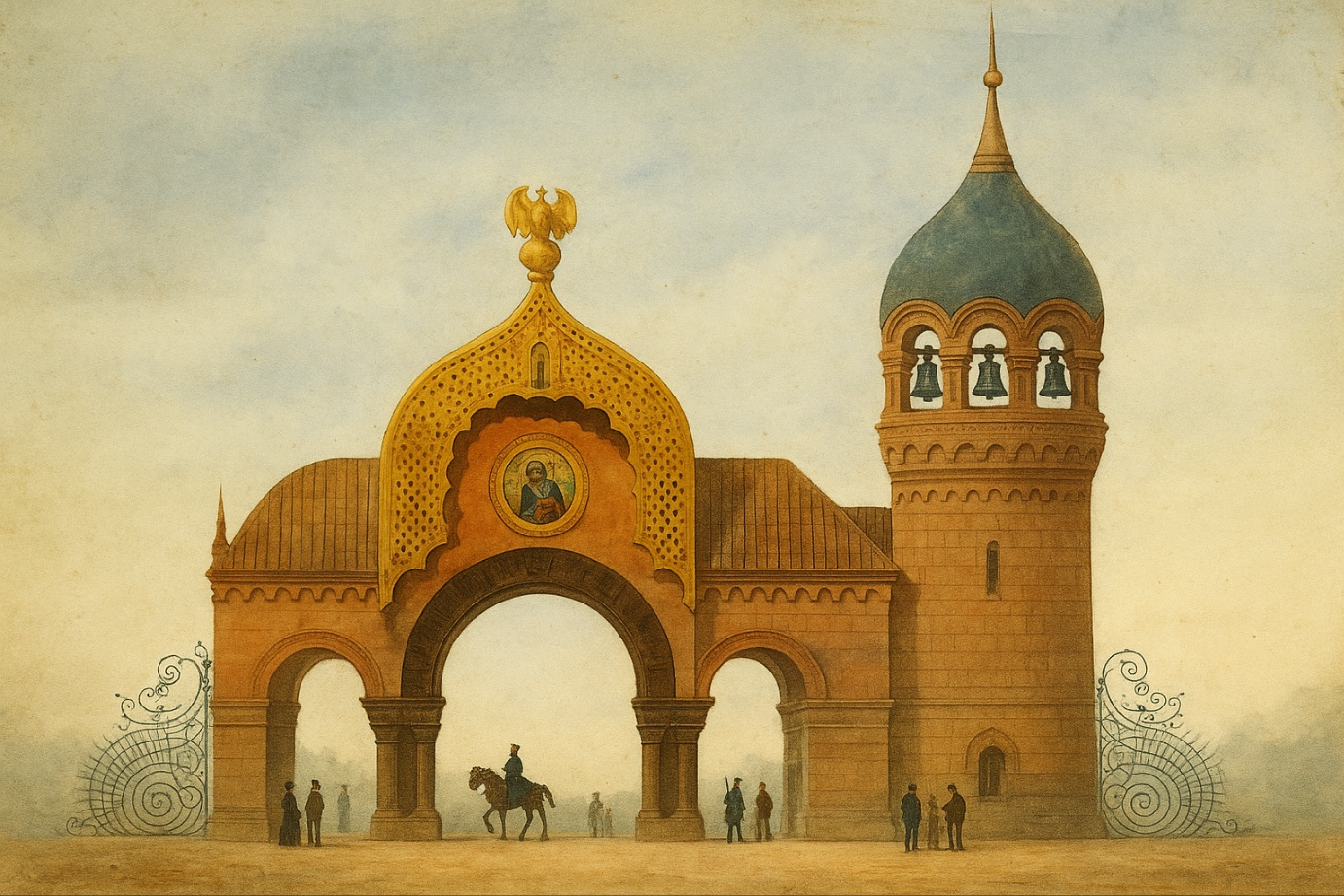 무소르그스키 전람회의그림 작품해설과 감상평, 마지막곡 '키에프의 대문' 이미지(AI생성)