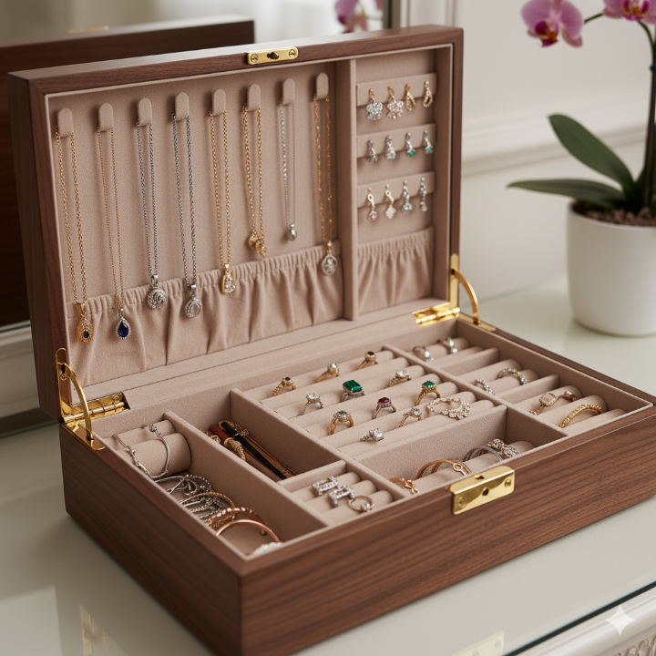 깔끔하게 정리된 주얼리 보관함