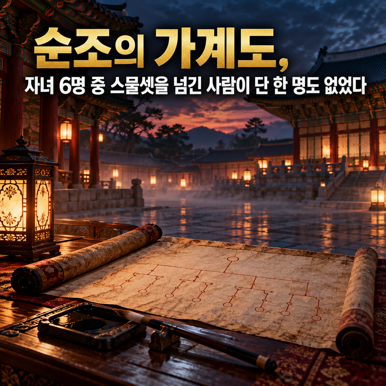 순조의 가계도 자녀 6명 중 스물셋을 넘긴 사람이 단 한 명도 없었다