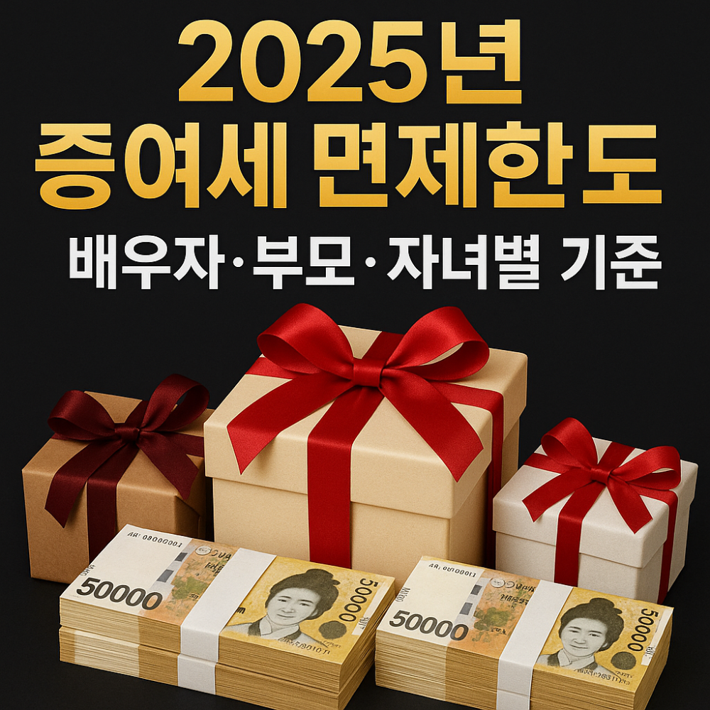 2025년 증여세 면제한도 총정리|배우자·부모·자녀별 기준 인포그래픽
