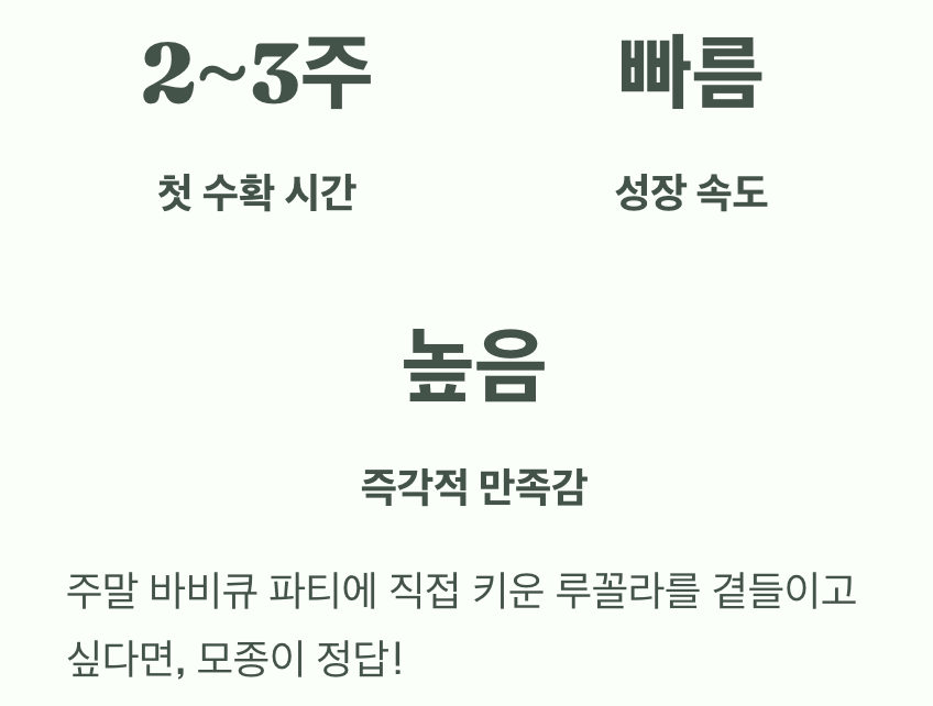 성격 급한 당신을 위한 선택, 모종