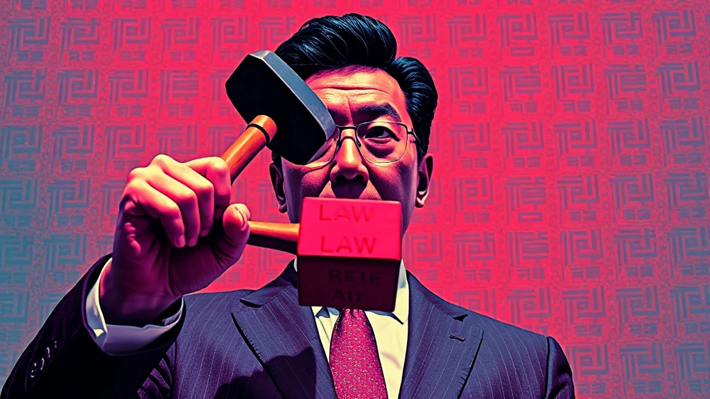 정치인 같은 정장을 입은 남자가 판사 망치 같은걸 들고 있다