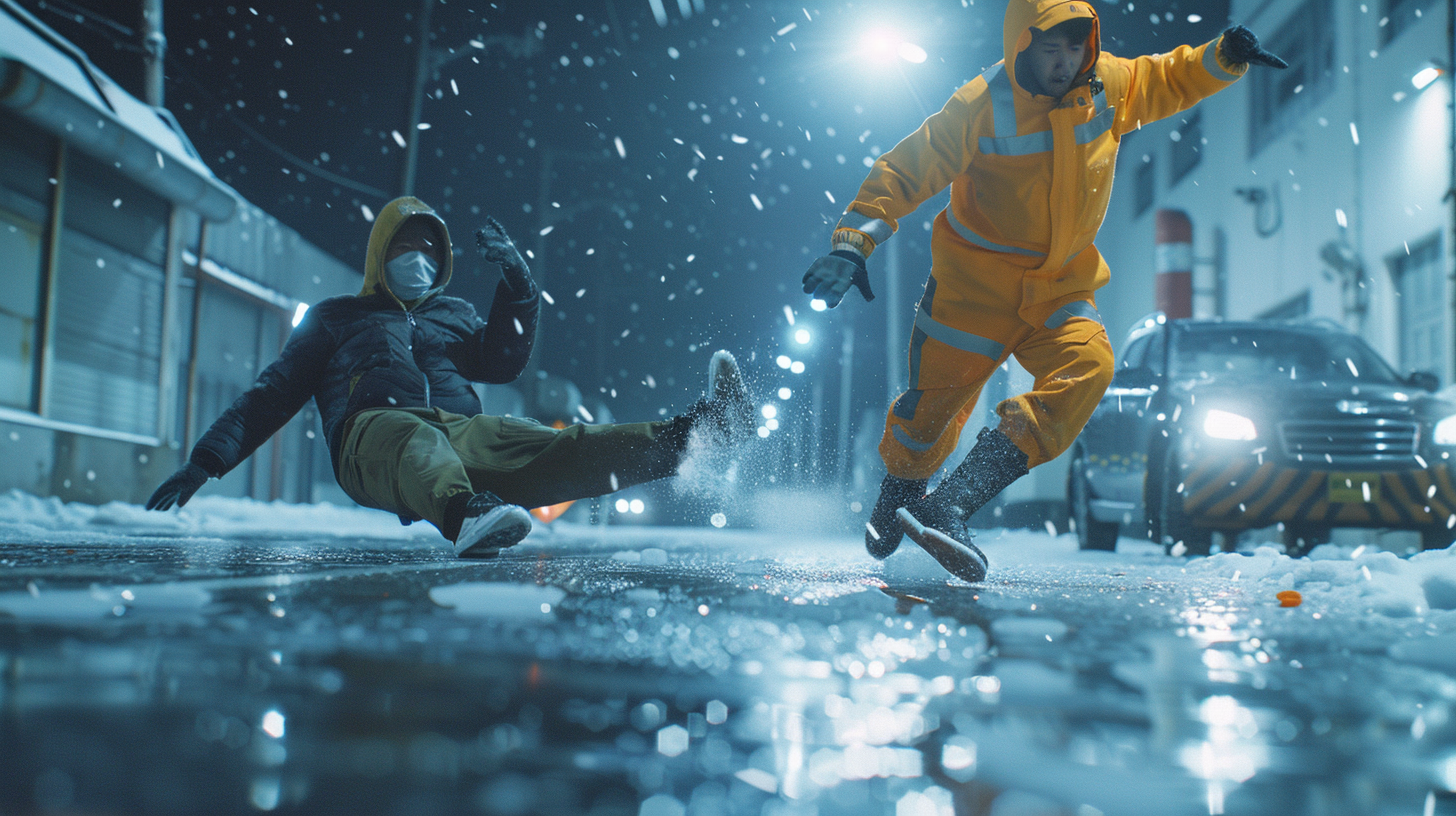 낙상사고 예방 장비별 효과 비교 (안전화, 장갑, 방한복)