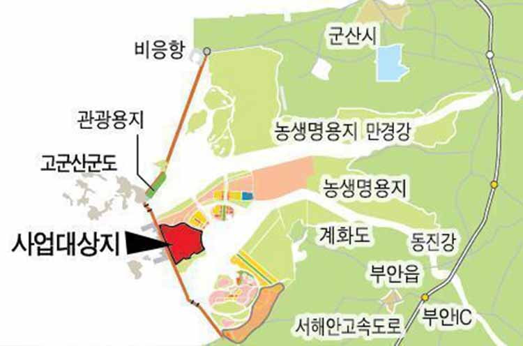 새만금 스마트수변도시 사업대상지 위치