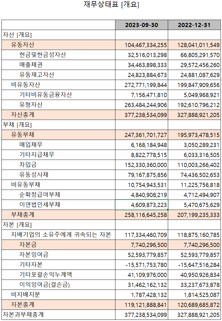 대주전자재료 - 재무상태표
