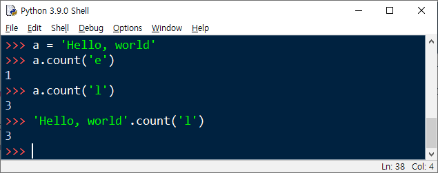문자열 내의 문자 개수 세는 함수 count