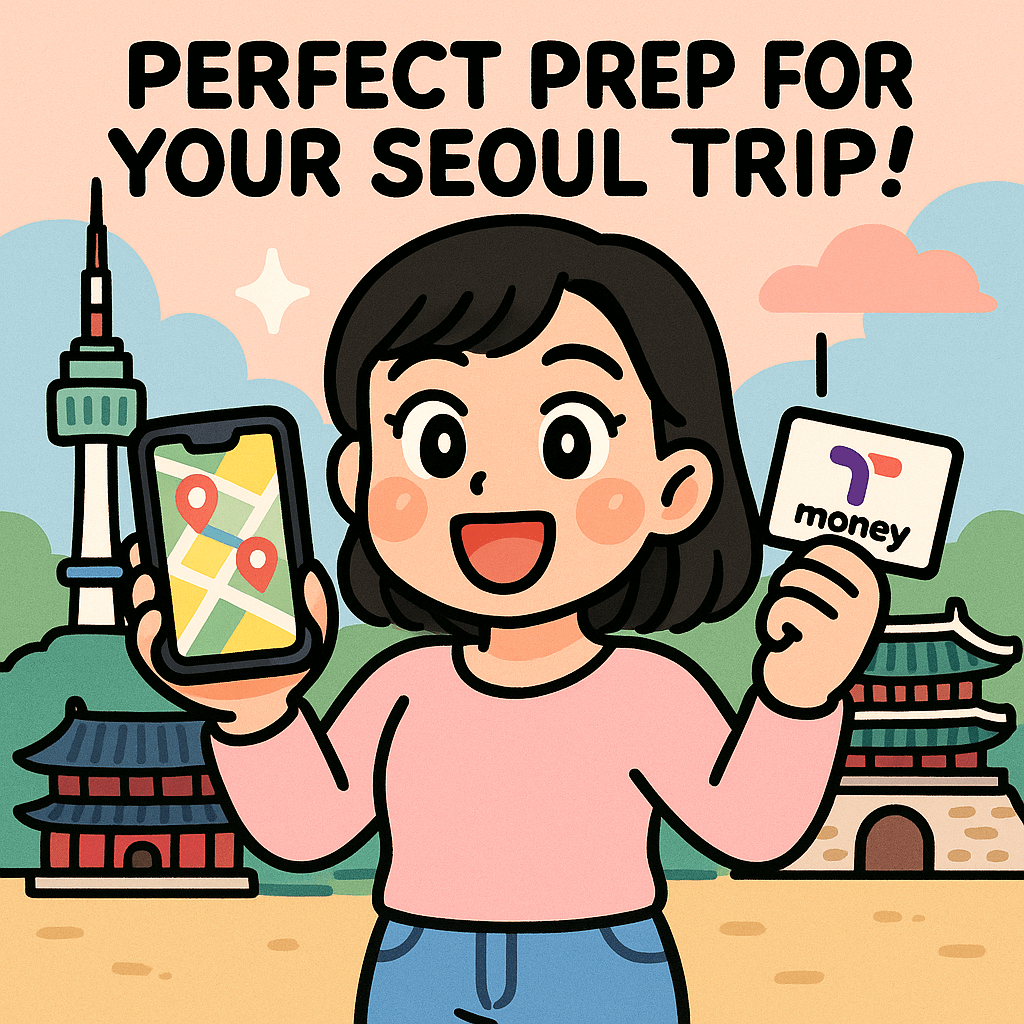 SeoulTravel, KoreaTrip, SeoulPrep, EssentialSeoulApps, Tmoney, Cashbee, KoreaTransportCard, SeoulTravelTips, NaverMap, KakaoMap, Papago, KoreaSIM, VisitSeoul, SeoulGuide, KoreaTravelGuide