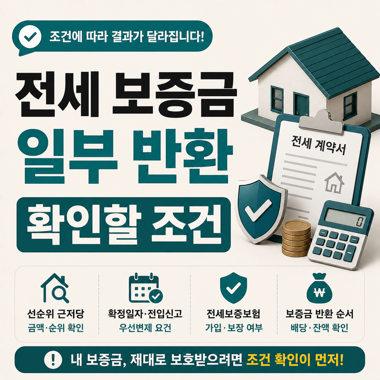 전세 보증금 일부만 돌려받는 상황 설명 이미지