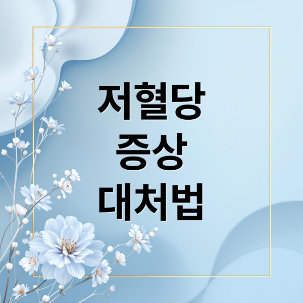 저혈당 증상 대처법