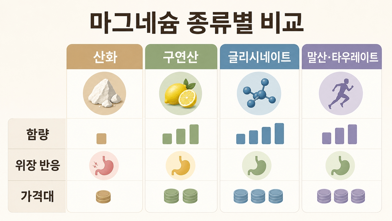 마그네슘 종류별 비교표