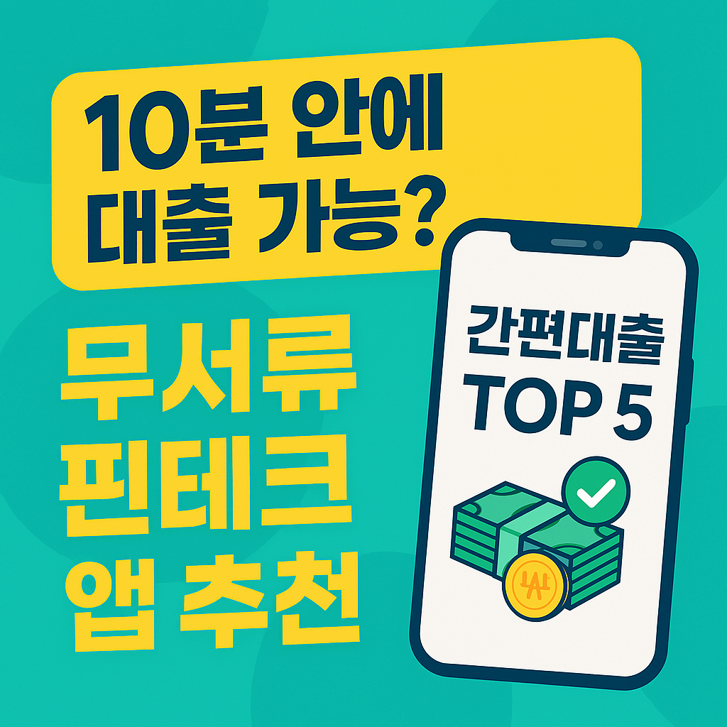 핀테크 앱 대출 추천 TOP 5 – 무서류 간편대출 가능한 앱 총정리