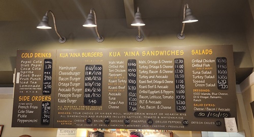 쿠아아이나샌드위치숍메뉴