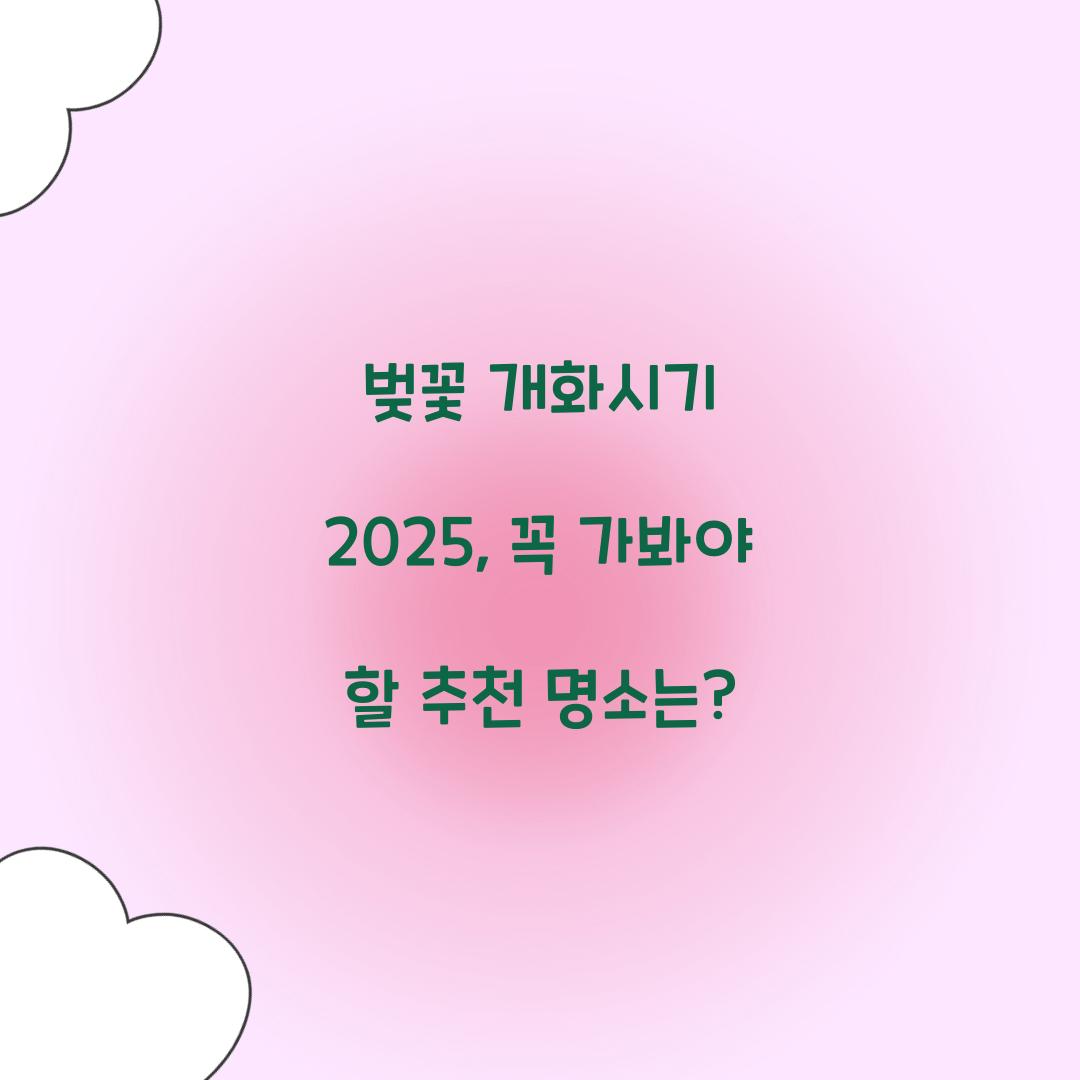 벚꽃 개화시기 2025