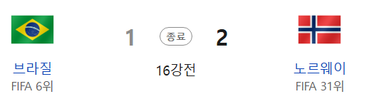 브라질 VS 노르웨이 월드컵 16강전 리뷰