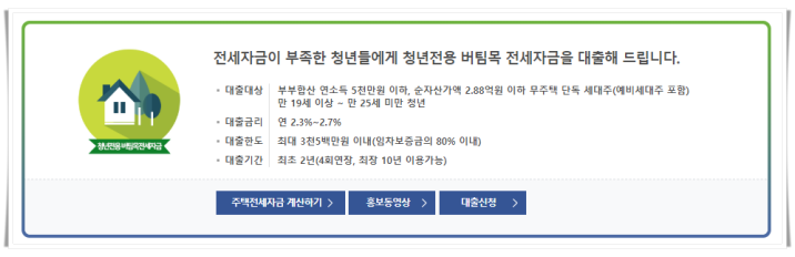 현행 청년버팀목 대출 상세 내용