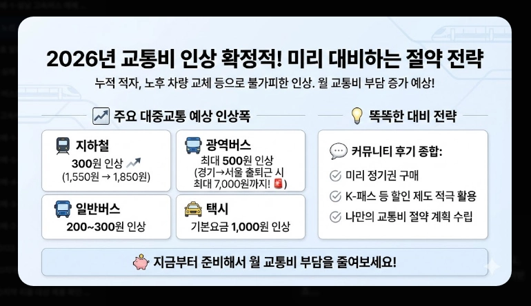 주요 노선 요금(고속버스, KTX, SRT)(2026년 + 전략)