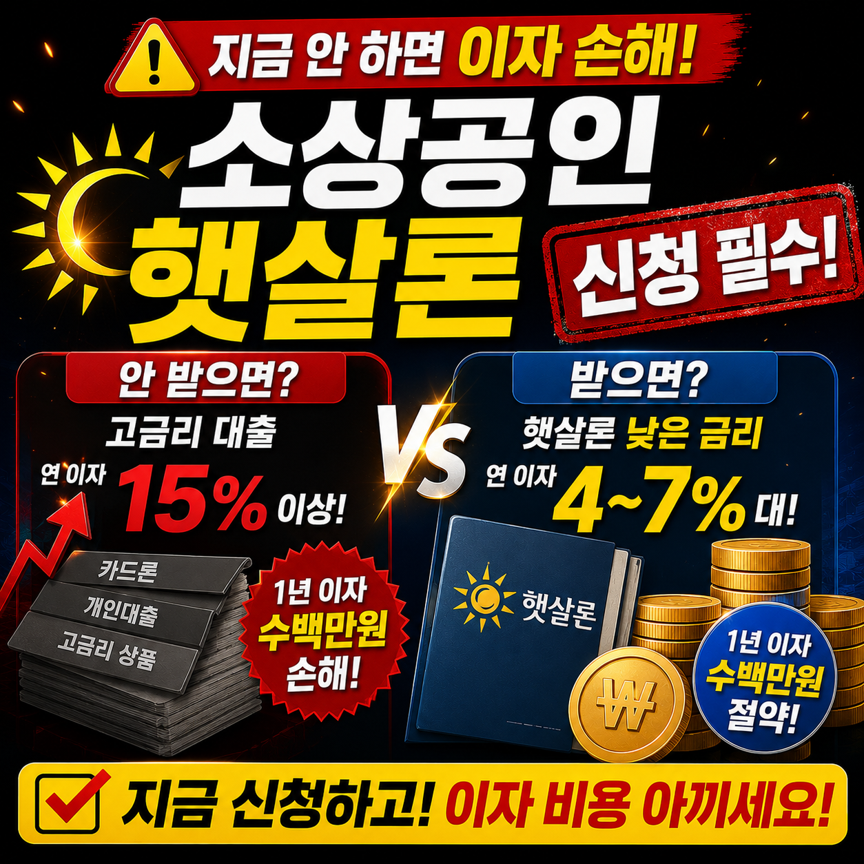 소상공인 햇살론 신청 안 하면 이자 손해 봅니다