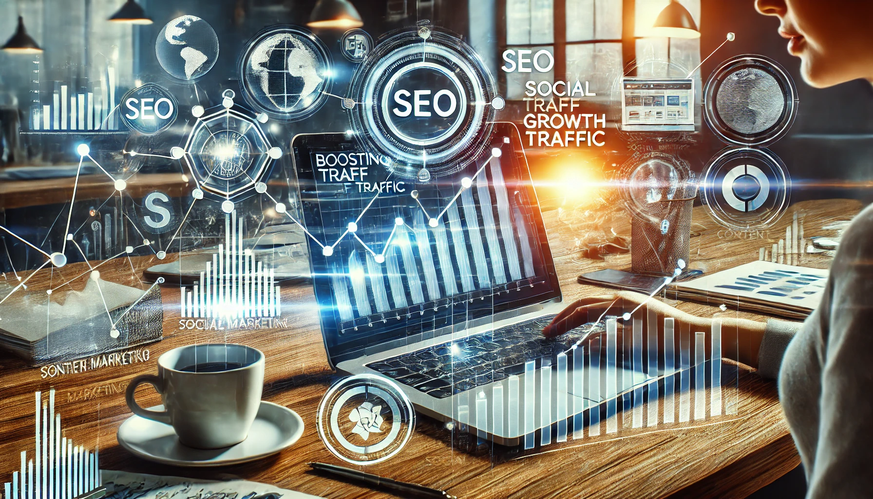 블로그 트래픽 증가를 표현한 디지털 이미지