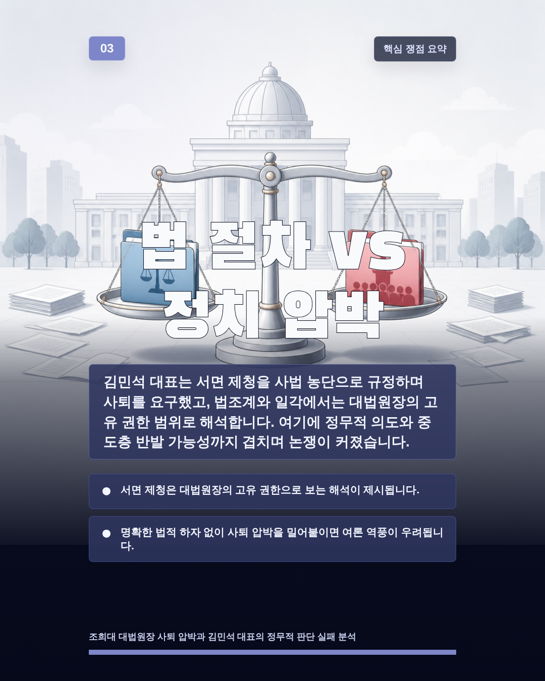 법 절차 vs 정치 압박