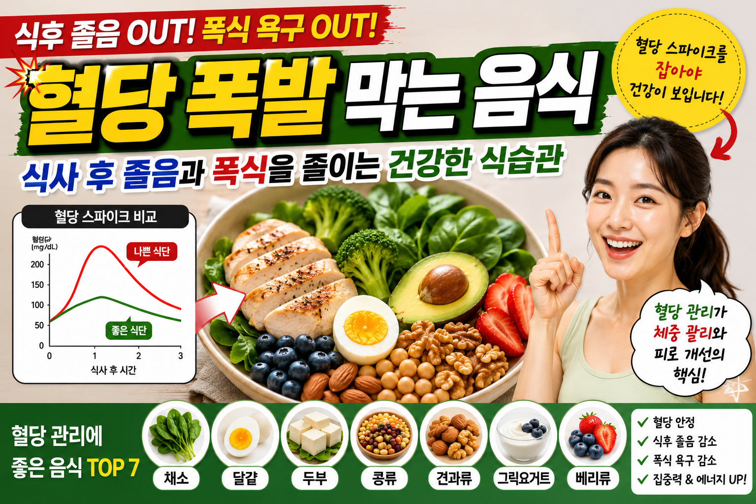 혈당 폭발 막는 음식, 식사 후 졸음과 폭식을 줄이는 건강한 식습관