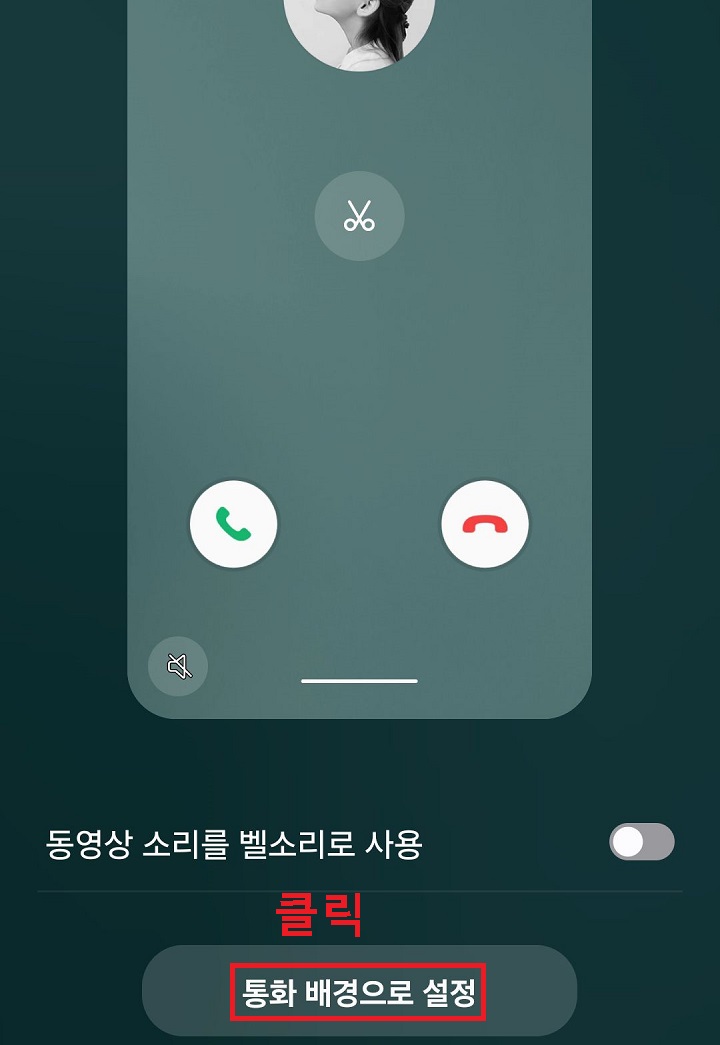 배경 화면으로 설정 버튼 보임