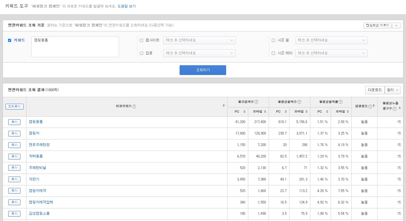 키워드도구, 키워드서칭