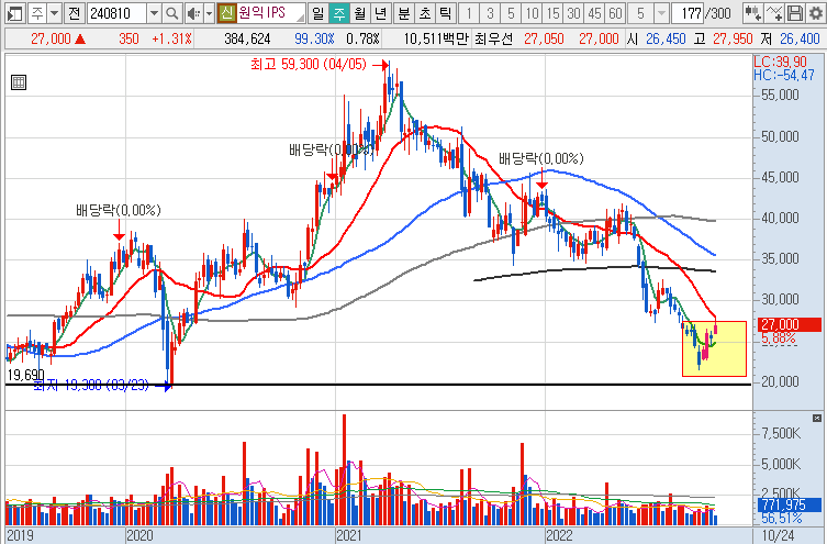 원익IPS 주봉 차트