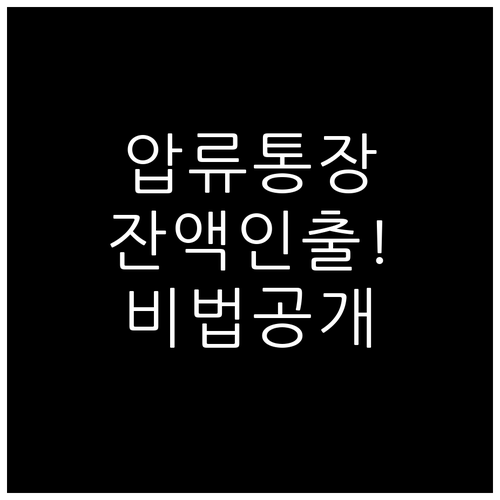 이미 압류된 통장 잔액 인출 방법과 ..