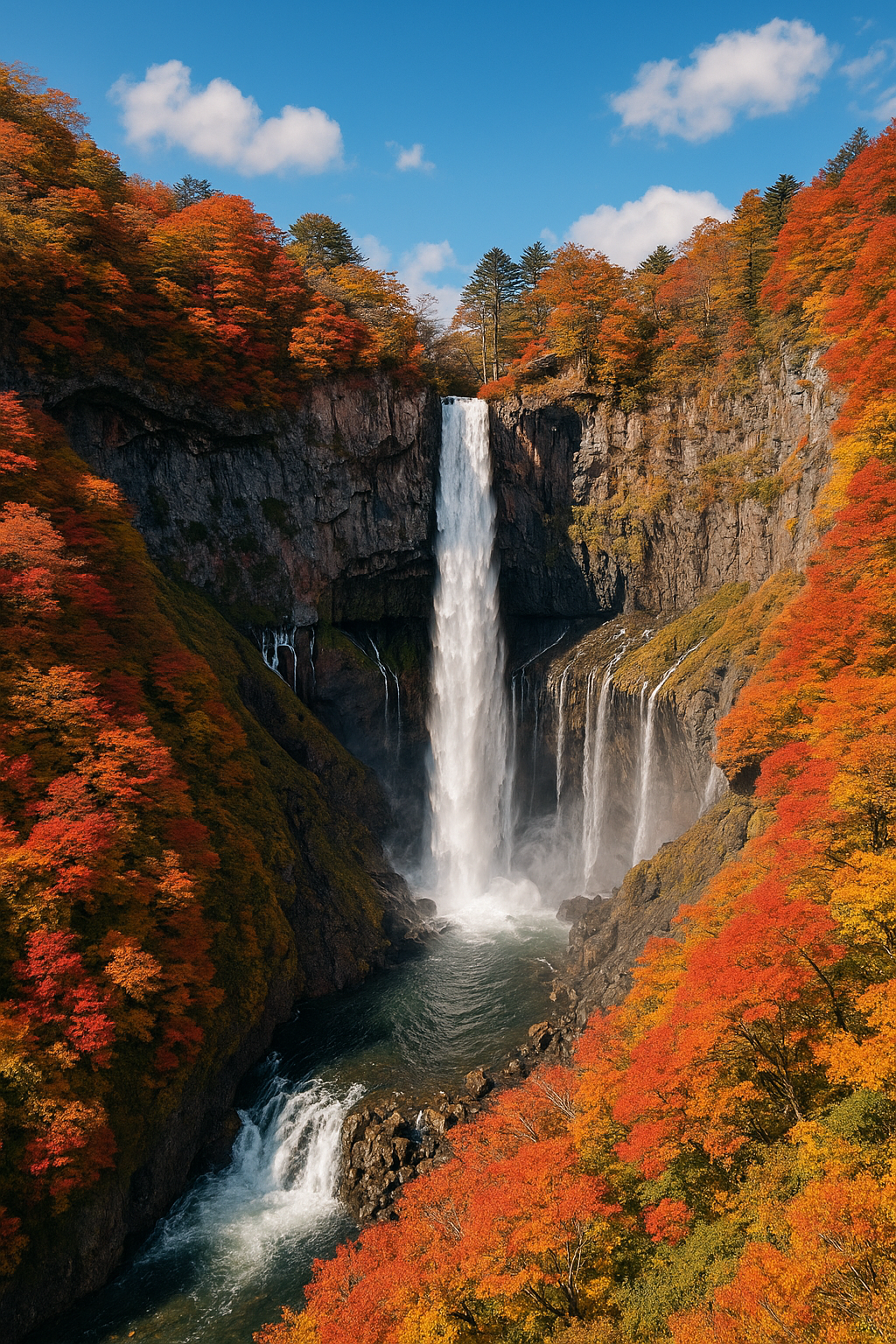단풍 속 게곤폭포 전경