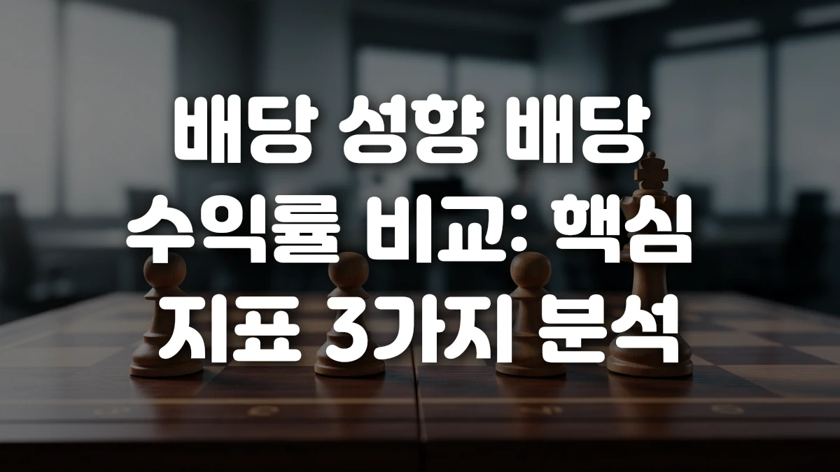 배당 성향 배당 수익률 비교 핵심 지표 3가지 분석